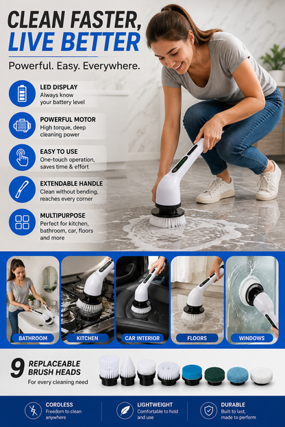 Spynex™ 9-in-1 Electric Spin Scrubber